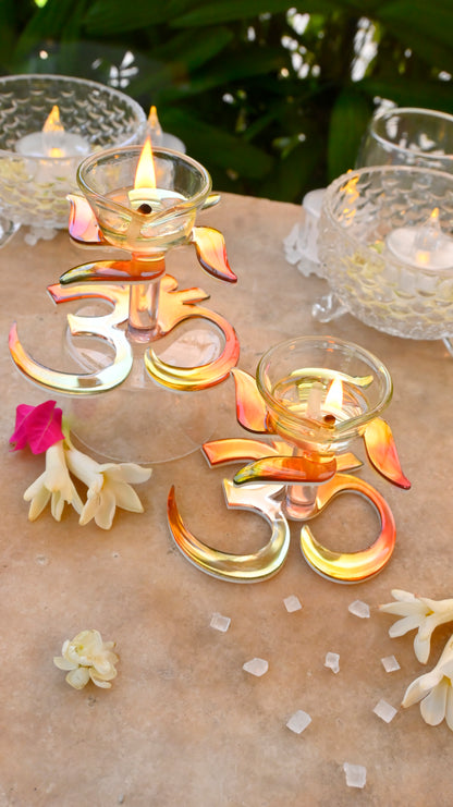 Swastik & Om Diyas- Flame (Set Of 2)