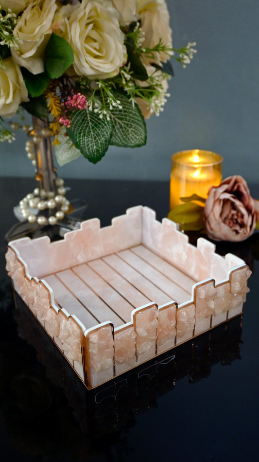 High-Low Stones Pink: Small 4 Wall Tray
