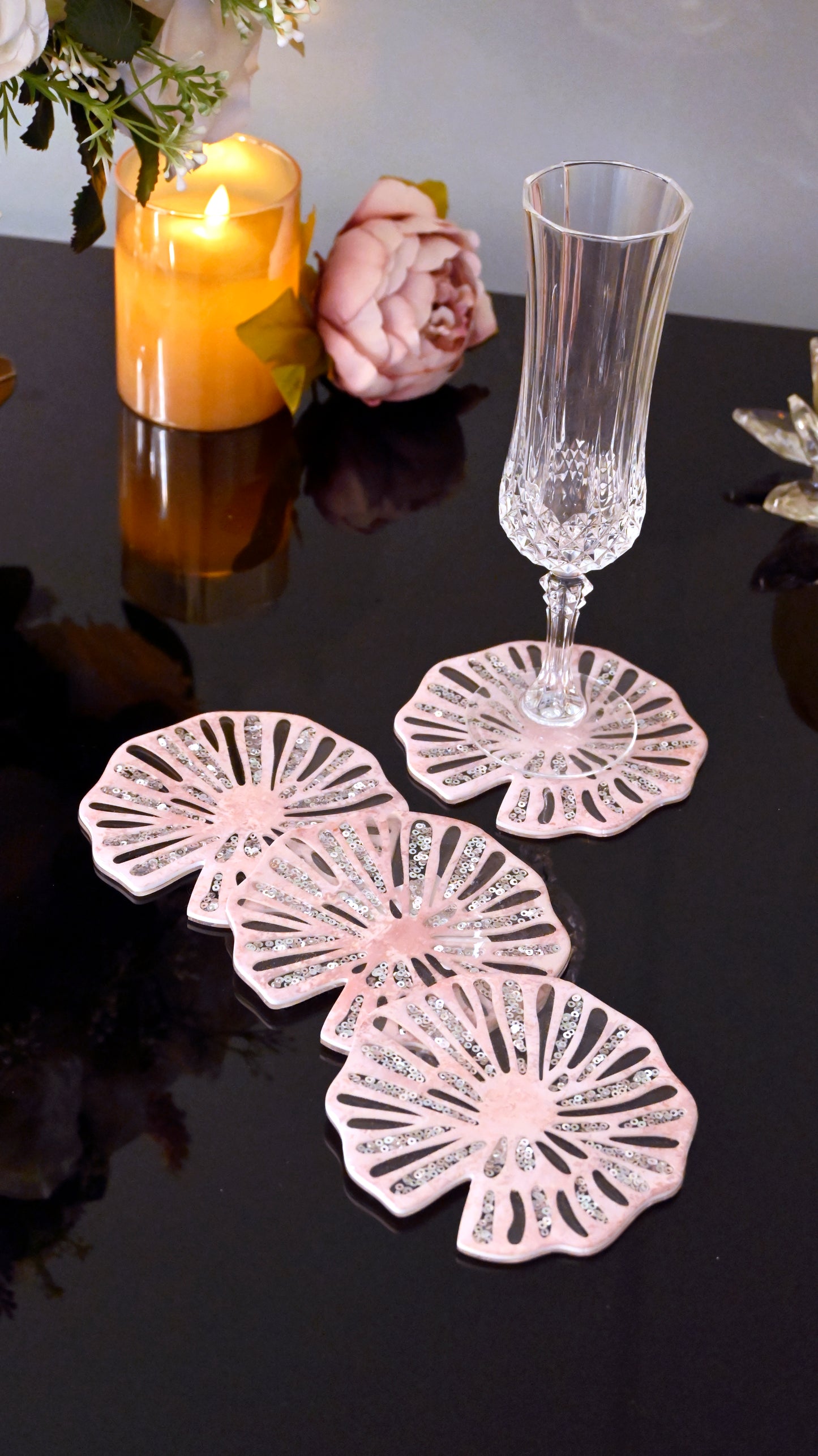 Lotus & Rosette Peach: Coaster (Set Of 4)