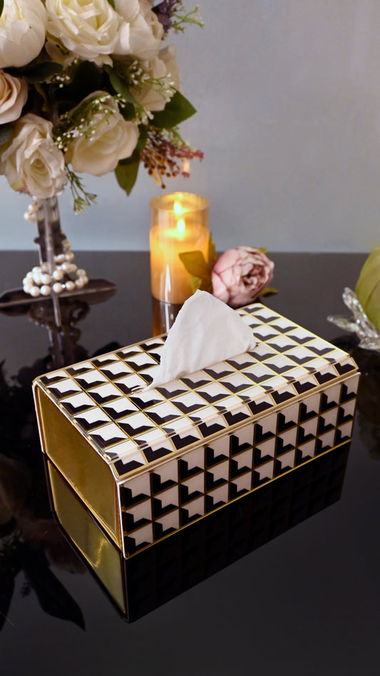 Black & Gold Chess: Tissue Box