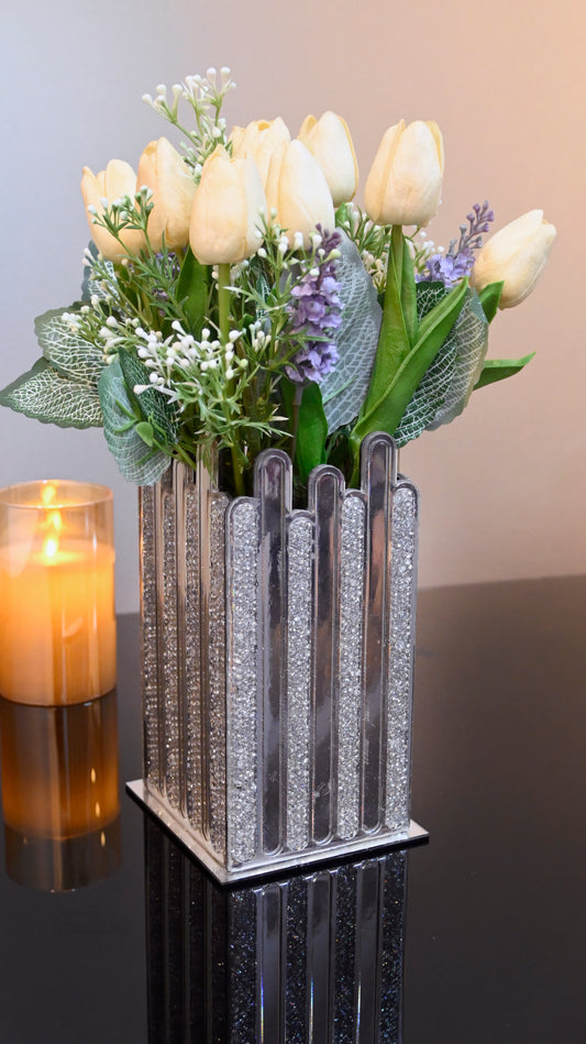 Silver Crystal High Low: Medium Vase