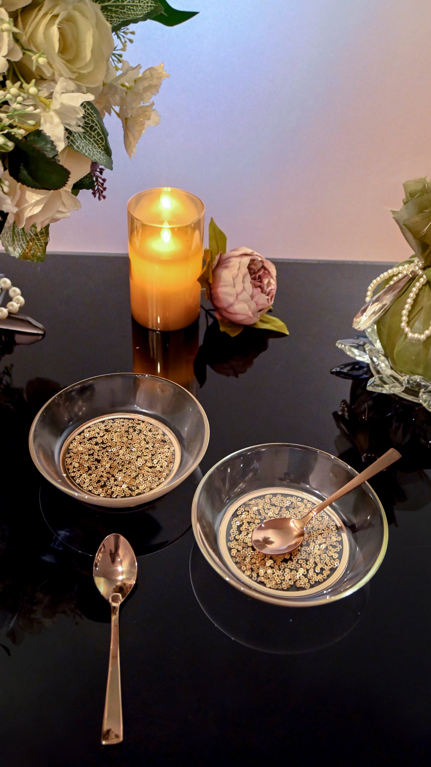 Full Rose Gold Sequins: Bowl (Set Of2)