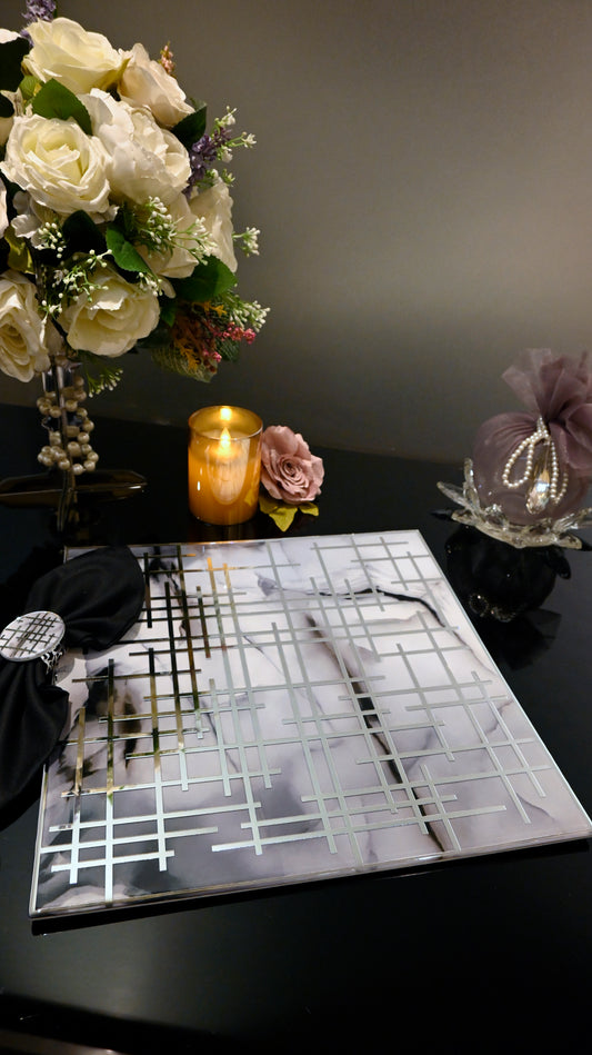 Linear Grey With Silver: Placemat