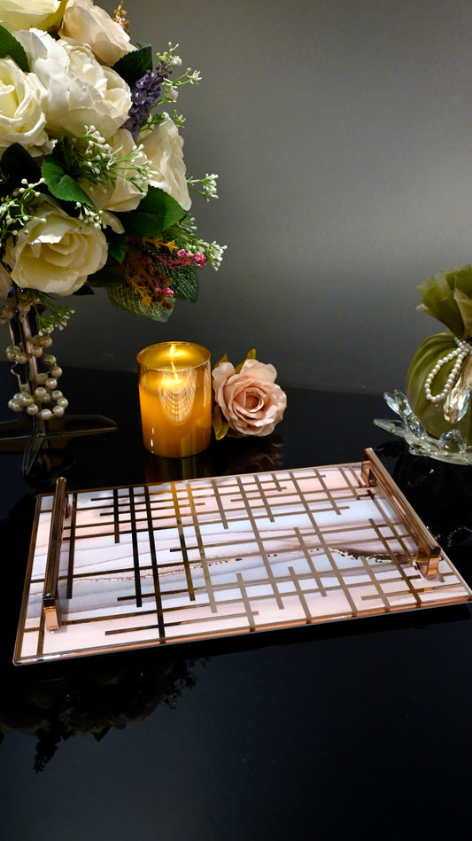 Linear Peach Wave With Rose Gold: Medium Tray