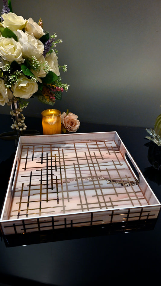 Linear Peach Wave With Rose Gold: 4 Wall Tray