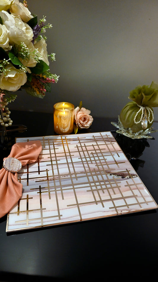 Linear Peach Wave With Rose Gold: Placemat
