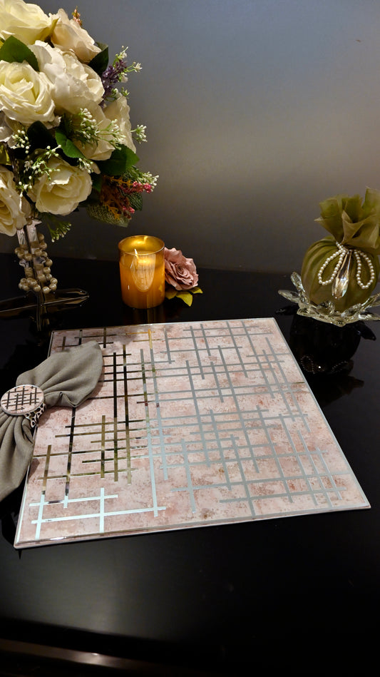 Linear Beige With Silver: Placemat