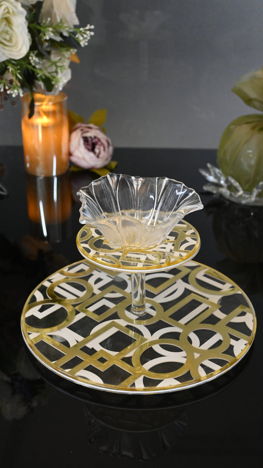 Blocks White & Gold: Flower Bowl Platter