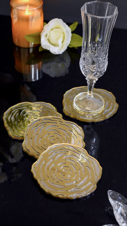 Golden Silver Rossette: Coaster (Set Of 4)