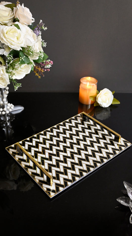 Black & Gold Chevron: Large Tray