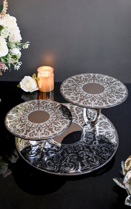 Grey Silver  Royal: 3 Step Cake Stand
