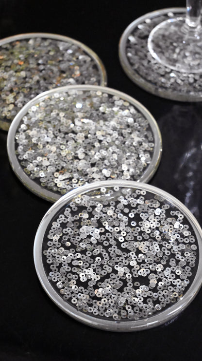 Silver Sequins: Coaster (Set Of 4)