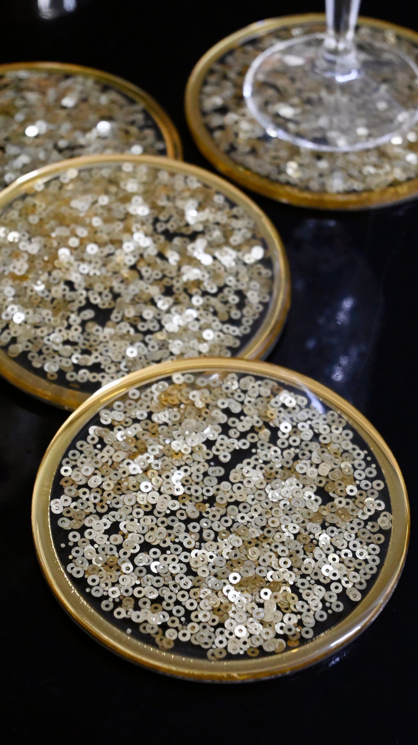 Full Gold Sequins: Coaster (Set Of 4)