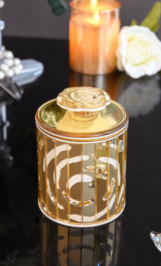 White & Gold Rosette Sequins: Standard Container With Lid