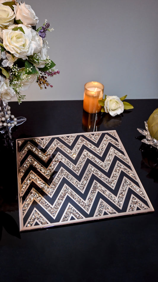 Black & Rose Gold Sequins Chevron: Placemat