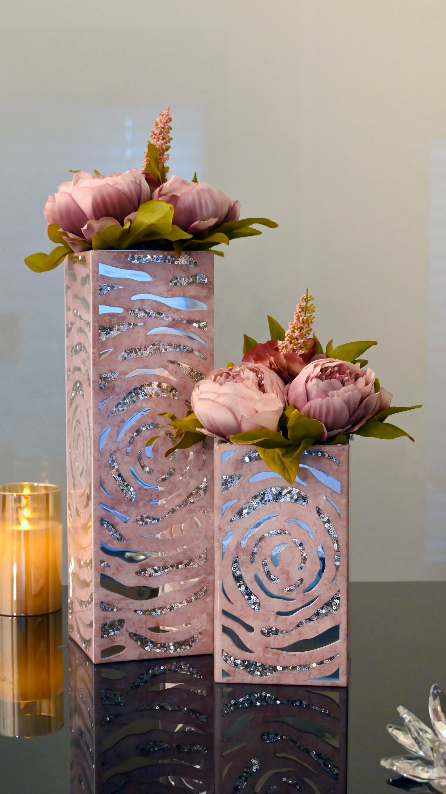 Lotus & Rosette Peach: Long Vase