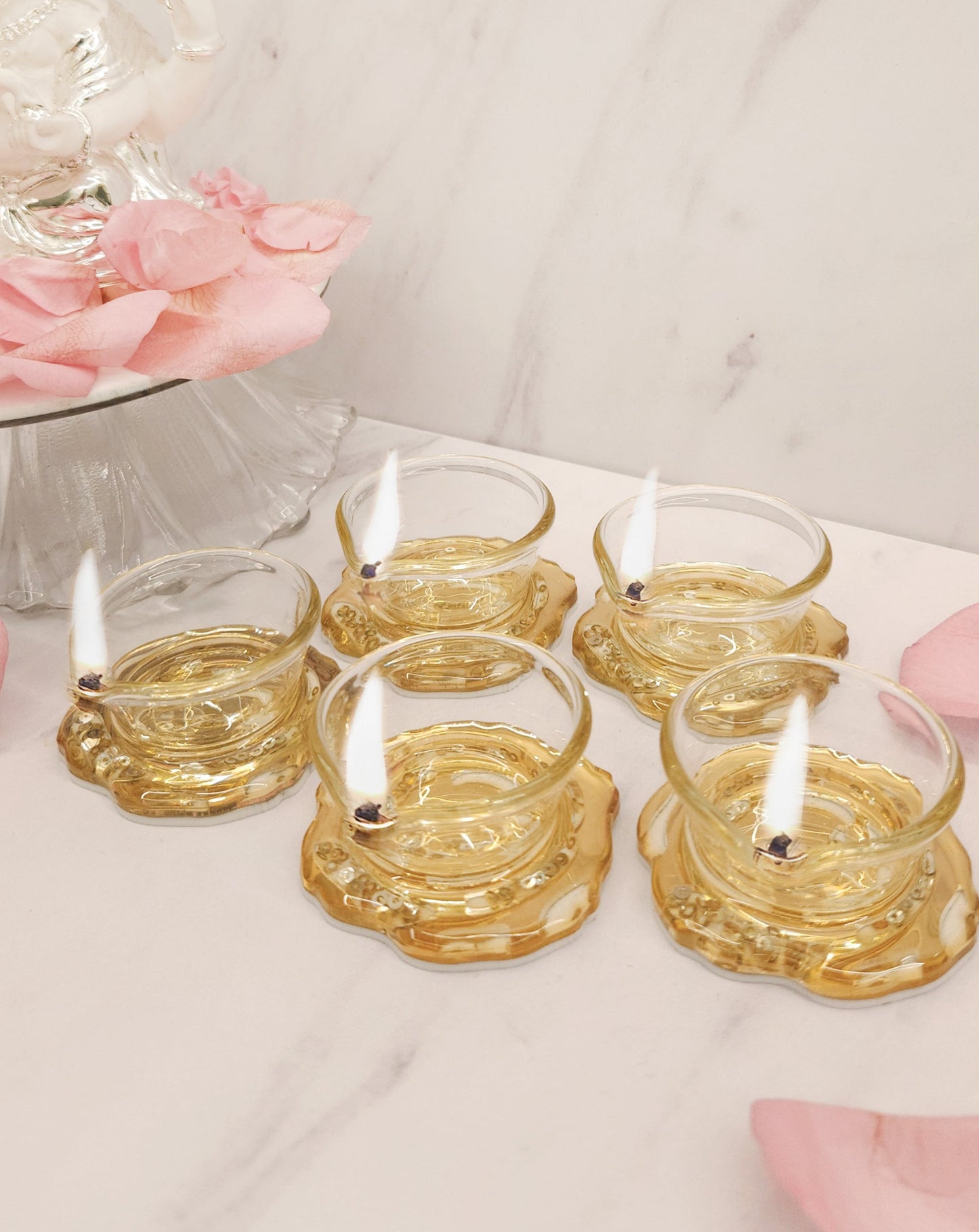 Rosette Gold: Diyas (Set Of 5)