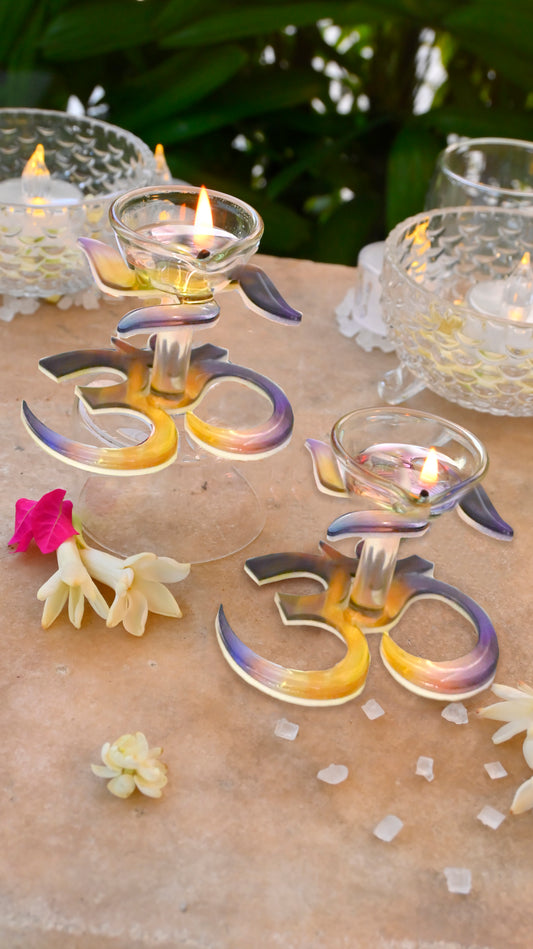 Swastik & Om Diyas- Sunset (Set Of 2)