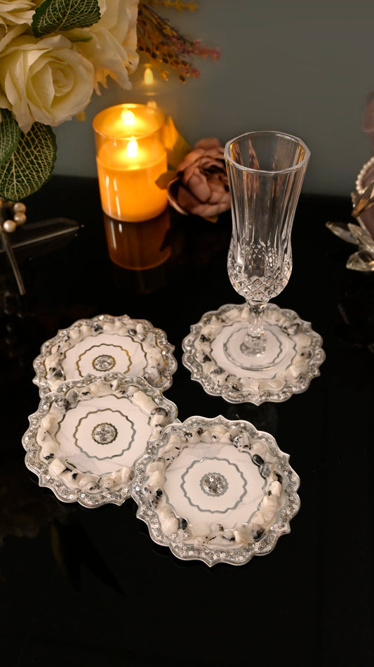 Rose Stones White: Coaster (Set Of 4)