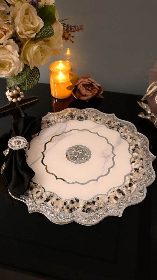 Rose Stones White: Placemat 16"