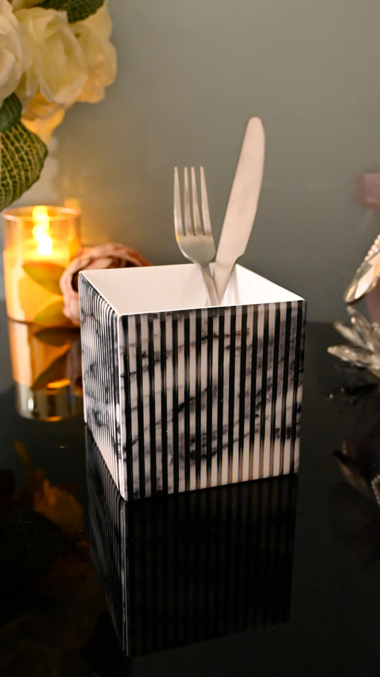 Fluted Marble White: Cutlery Holder