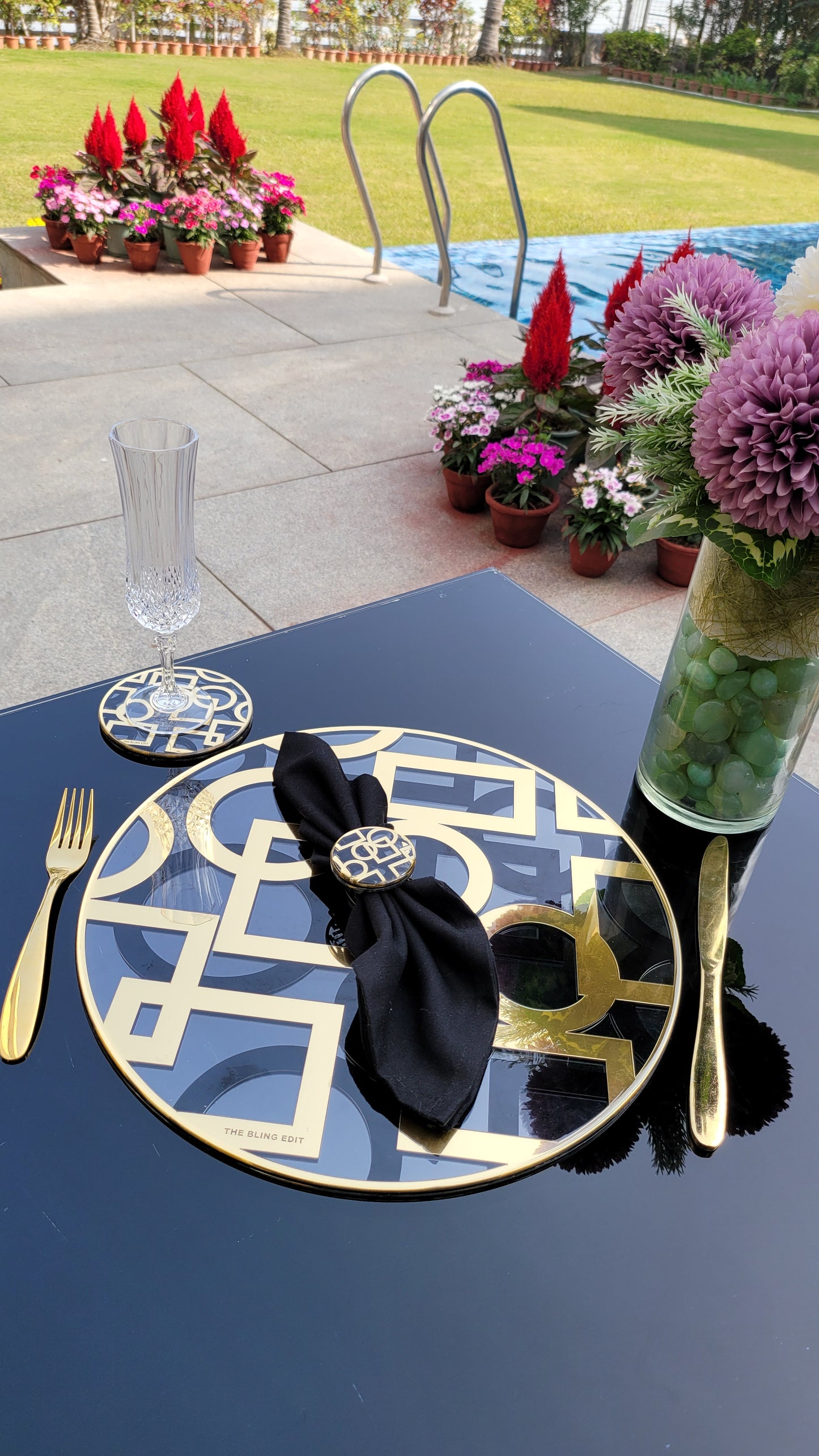 Blocks Black & Gold: Round Placemat