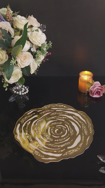 White & Gold Rossette Sequin: Placemat
