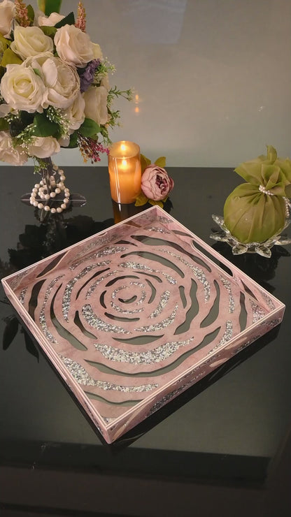 Lotus & Rosette Peach: 4 Wall Tray