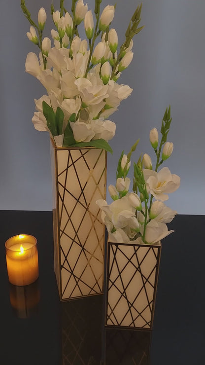 White & Gold Dancing Line: Medium Vase
